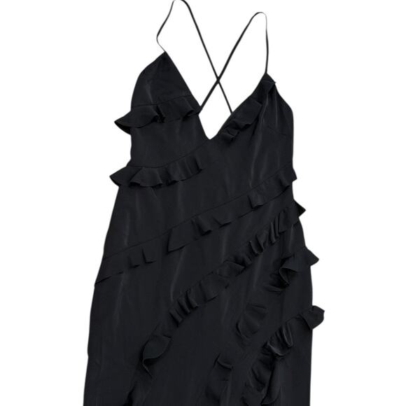 NWT Club L London Run The World Ruffle Maxi Dress In Black - Picture 3 of 9